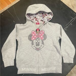 Disney Minnie Mouse Gray Hoodie with Pink Bow.Like new.Very cute.